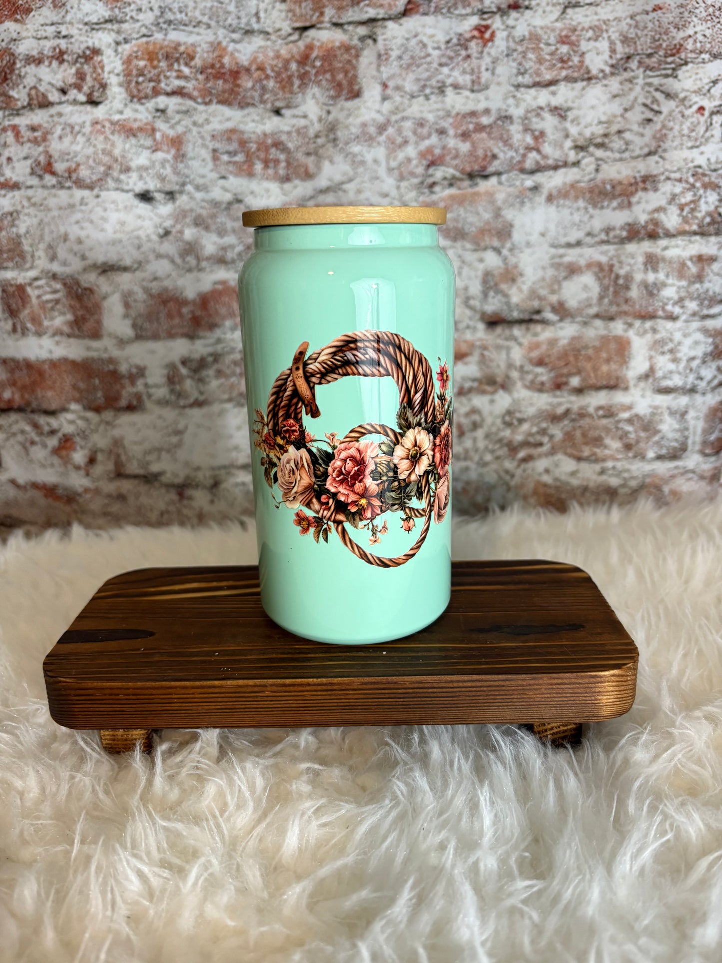 Rope & Roses – 16 oz Western Floral Tumbler