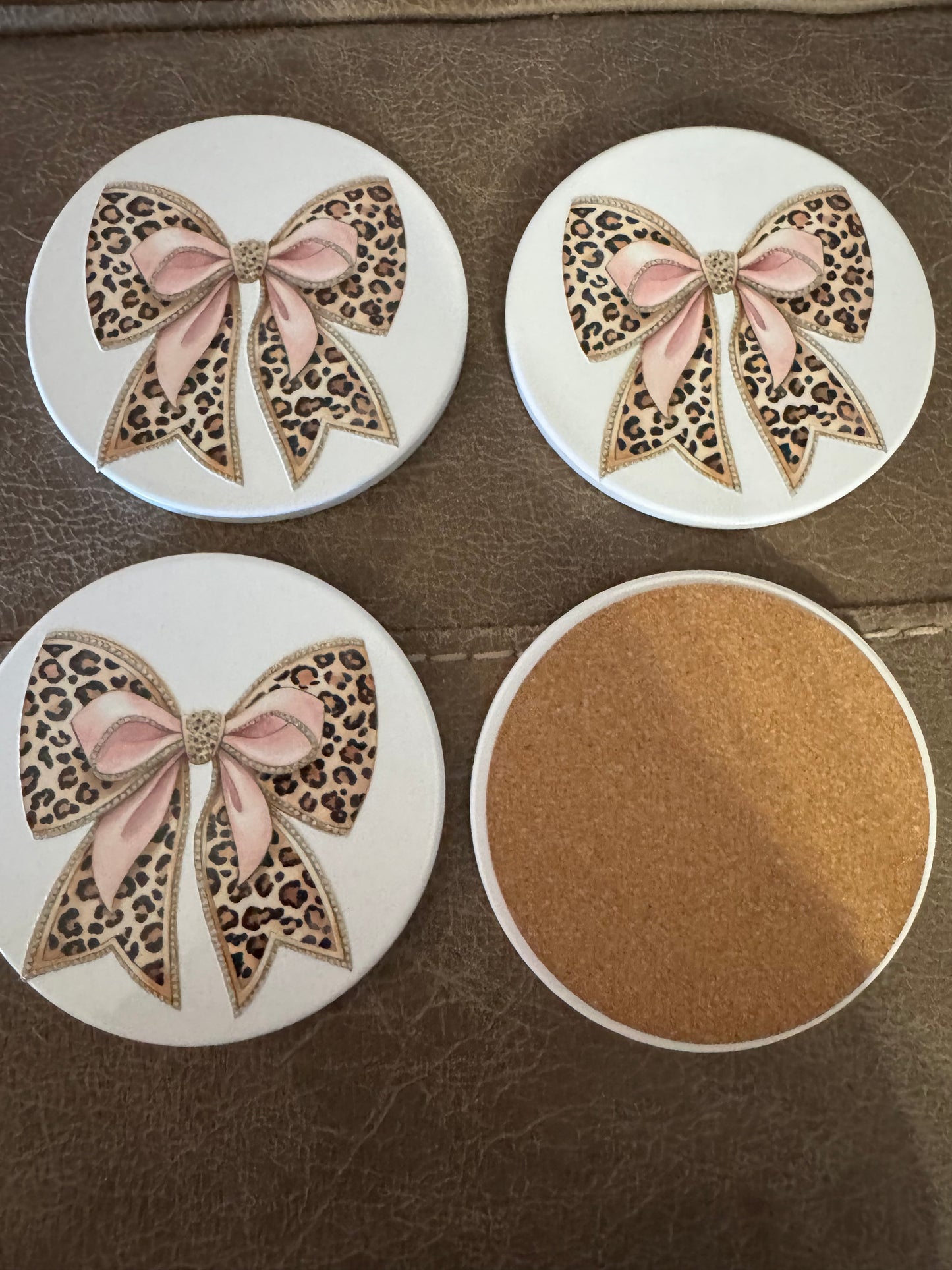 šš Leopard Bow Coaster Set ā Set of 4 šš