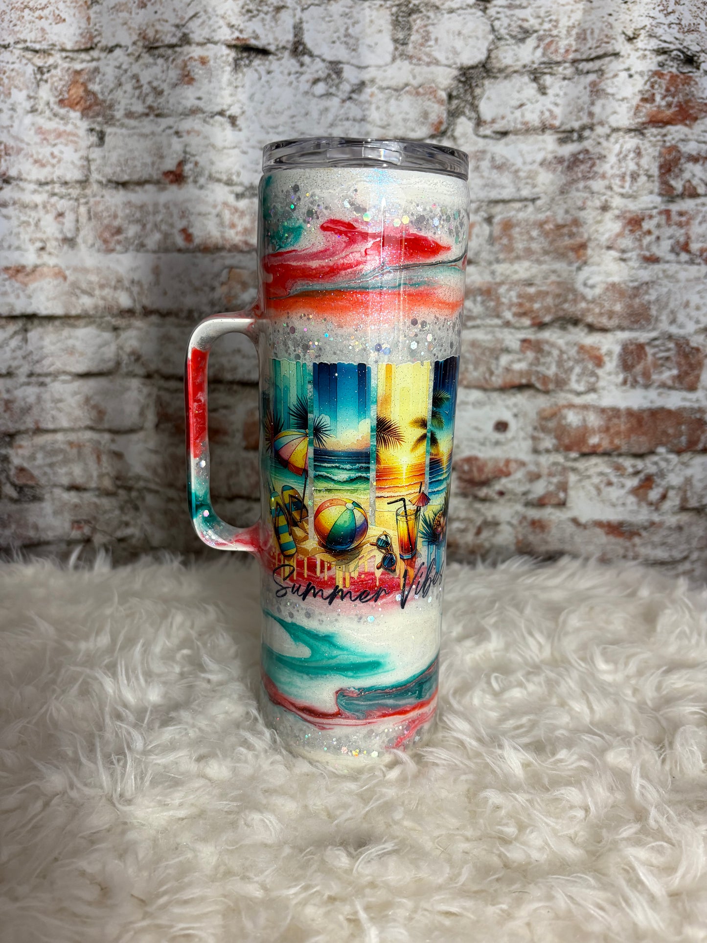 🌴 “Endless Summer Vibes” 30 oz Handled Tumbler ☀️