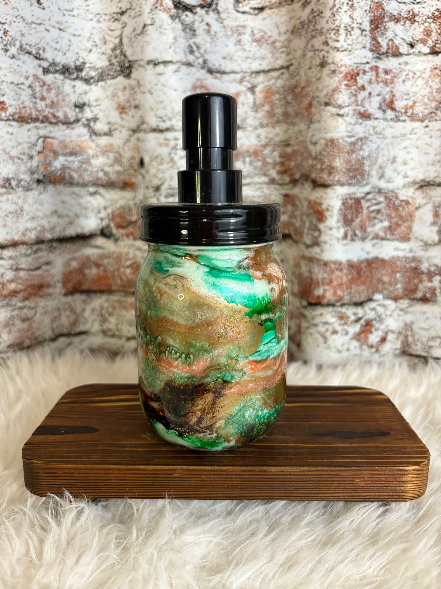 🧼 16 oz Rustic Marble “HAND SOAP” Dispenser – Earthy Swirl Edition 🌿