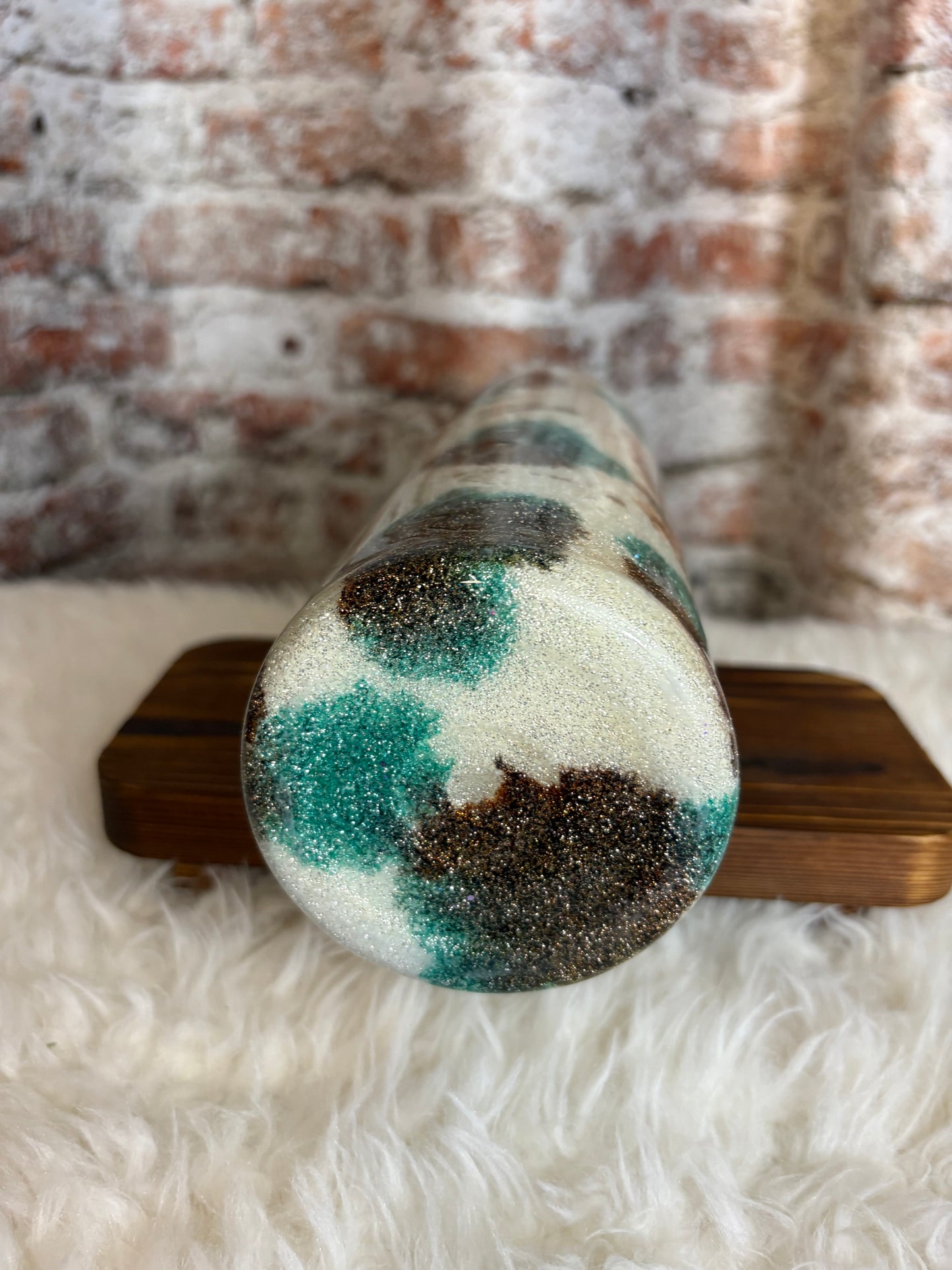Sassy Meets Western – 30oz Cow Print Glitter Tumbler