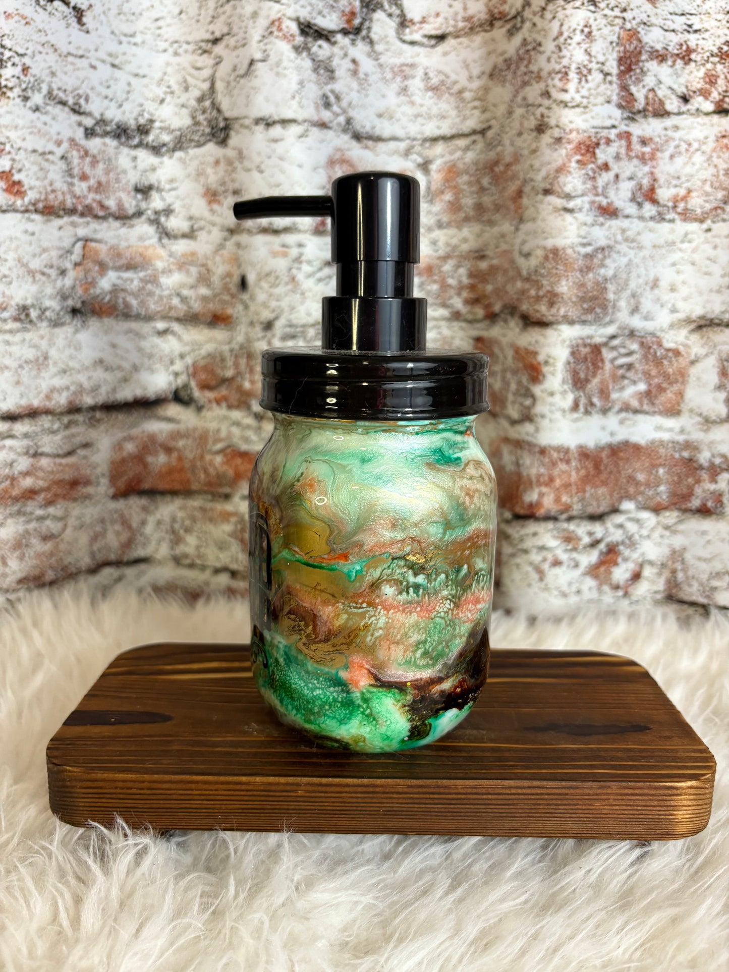 🧼 16 oz Rustic Marble “HAND SOAP” Dispenser – Earthy Swirl Edition 🌿