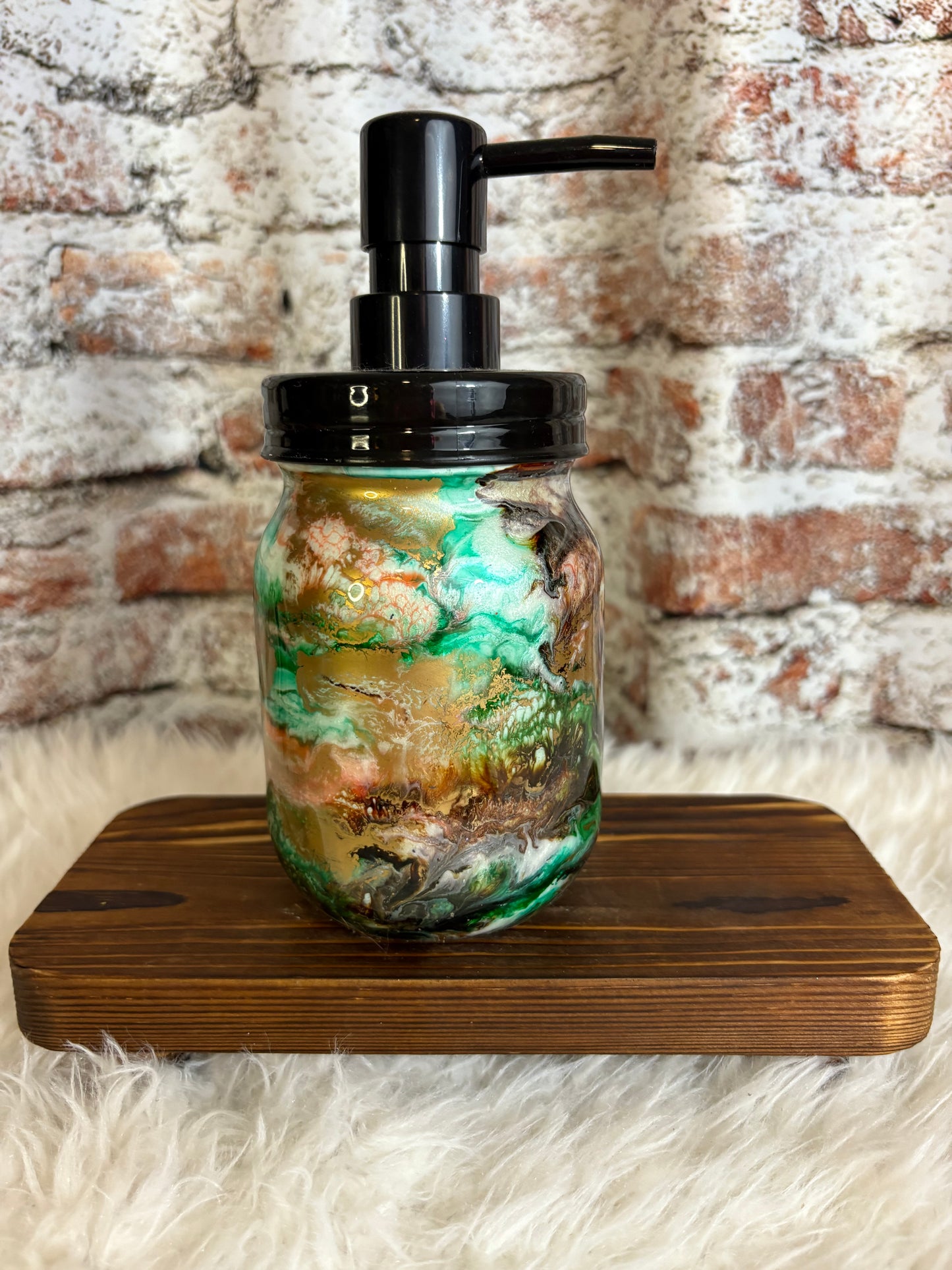🧼 16 oz Rustic Marble “HAND SOAP” Dispenser – Earthy Swirl Edition 🌿