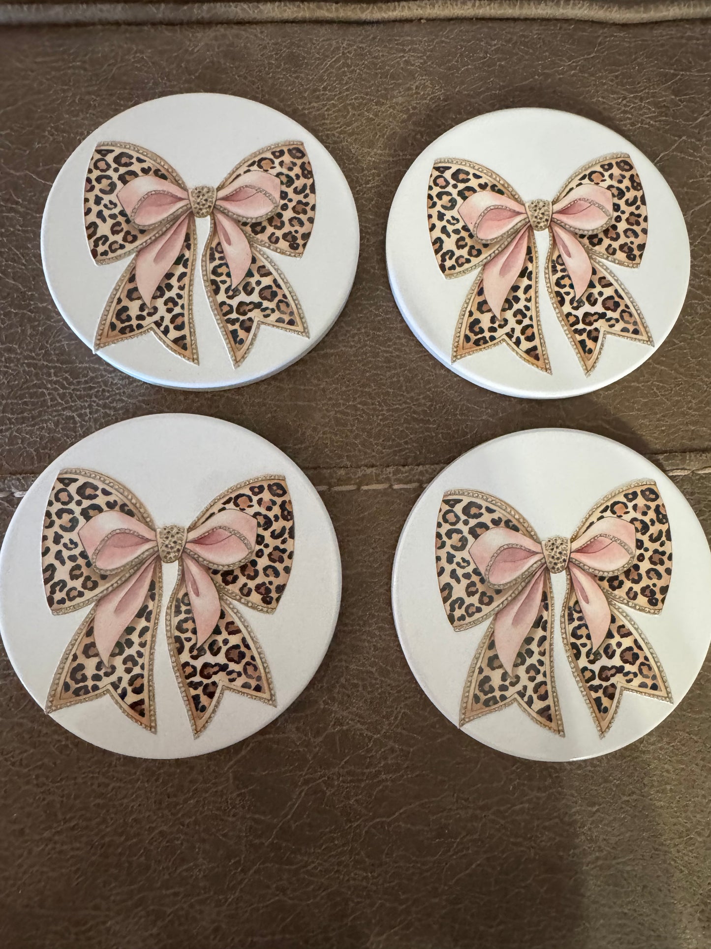 šš Leopard Bow Coaster Set ā Set of 4 šš