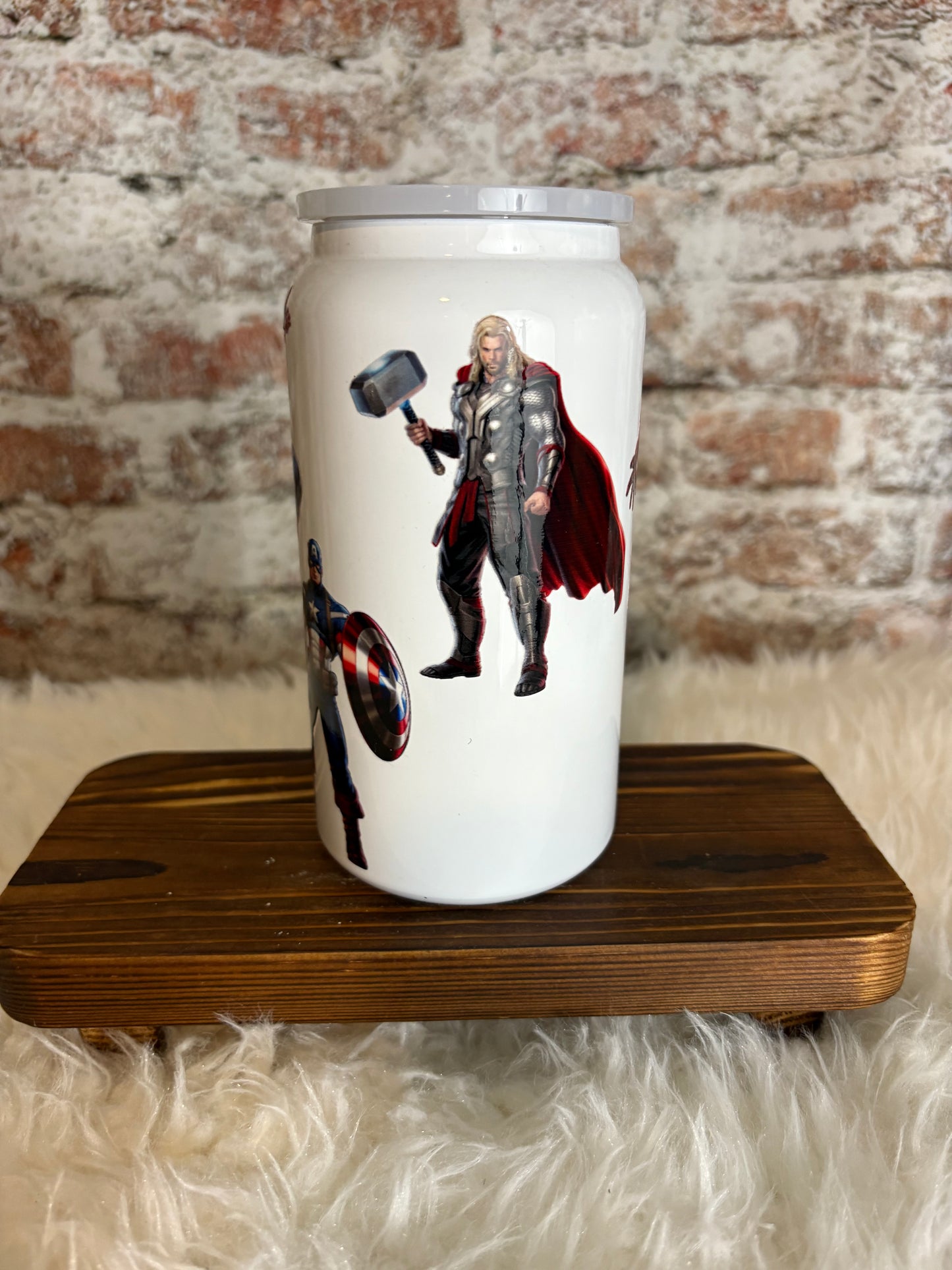 16 oz Superhero Squad Glass Can Tumbler