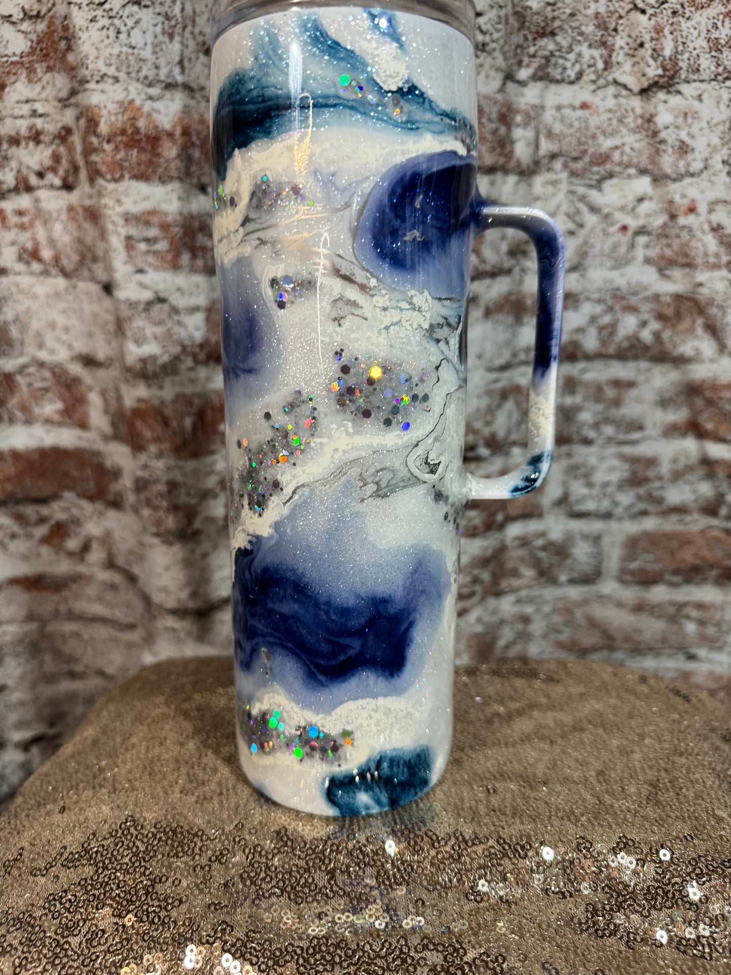 Blue ink swirl peacock