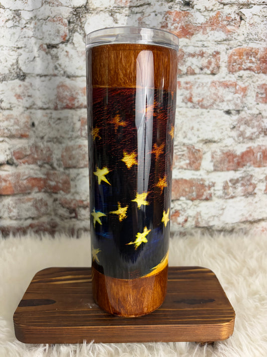 🇺🇸 Rustic Glory – 30oz Patriotic Stars Tumbler 🌟