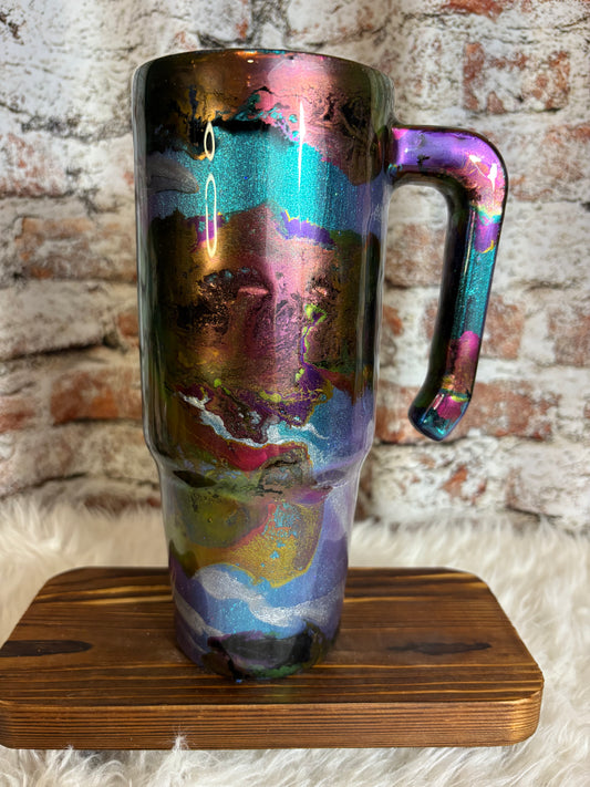 🖤✨ Oil Slick Magic Tumbler – 30oz of Iridescent Attitude 🌈🔥