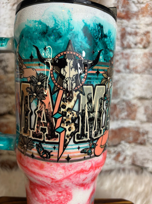 🤠💖 Cowgirl MAMA Tumbler – 40oz of Wild Style & Mama Pride! 🌵✨