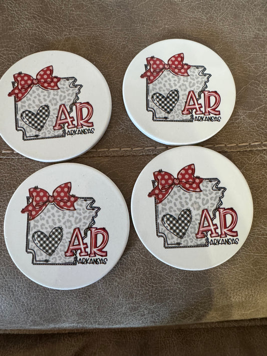 ❤️🖤 Arkansas Love Coaster Set – Set of 4 ❤️🖤