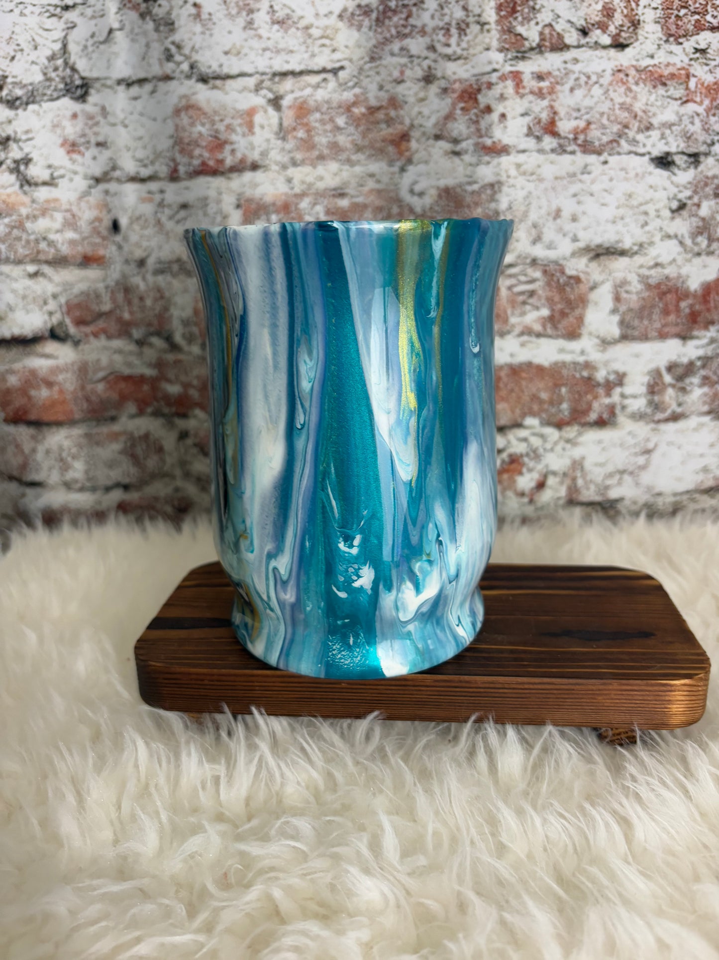 “Seabreeze Cascade” – Coastal Luxe Artisan Vase