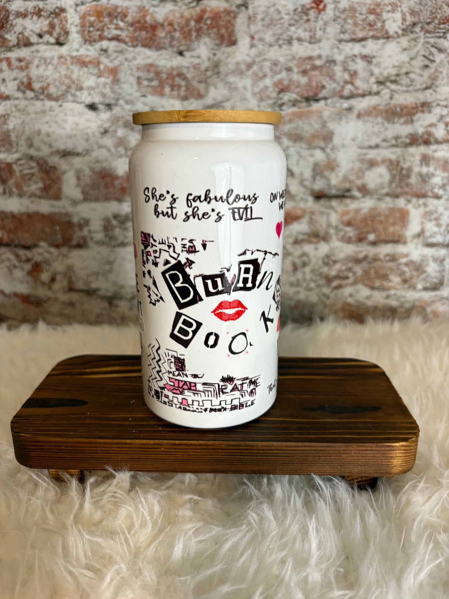 “Burn Book” 16 oz Glass Can Tumbler