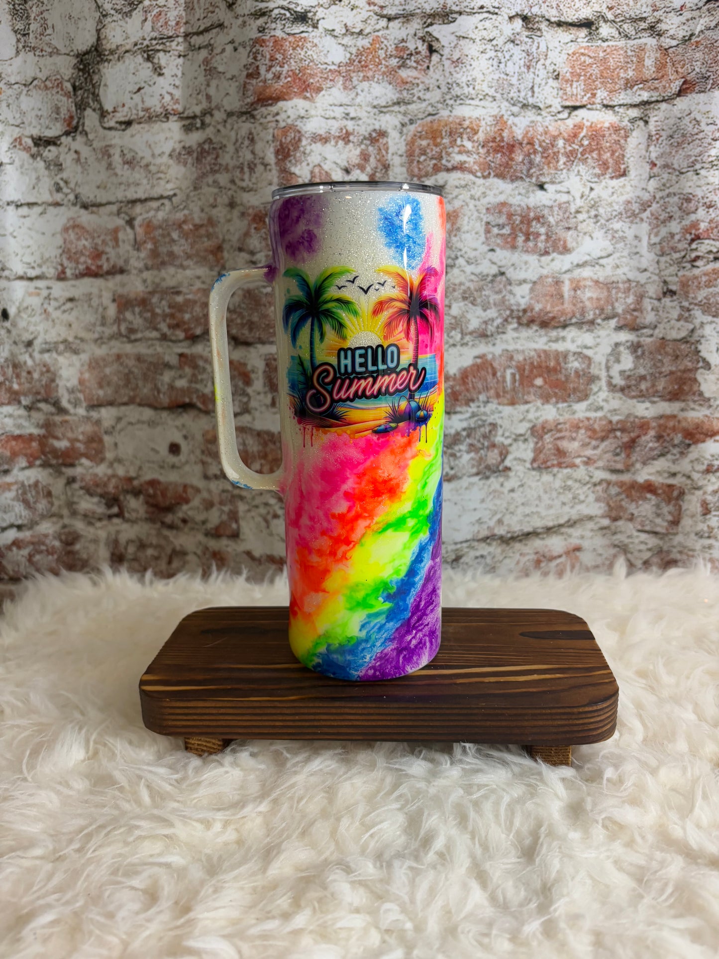 ☀️ Hello Summer Rainbow Vibes Tumbler ☀️