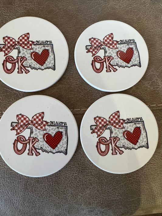 ❤️🎀 Oklahoma Coaster Set – Set of 4 🎀❤️