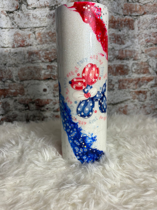 🎆 Stars & Stripes Balloon Dog Tumbler – 35 oz of Patriotic Fun 🇺🇸