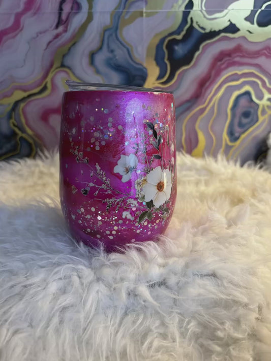 Floral wine tumbler